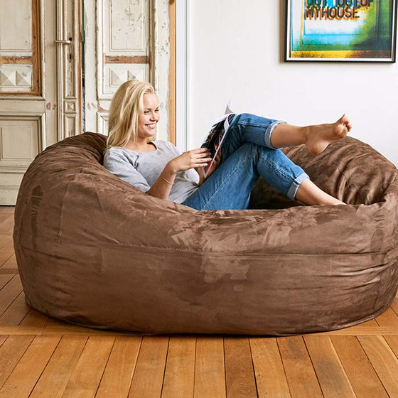 Genuine Leather Bean Bag Chair - The Big Pear - Tan – Luxeloungers